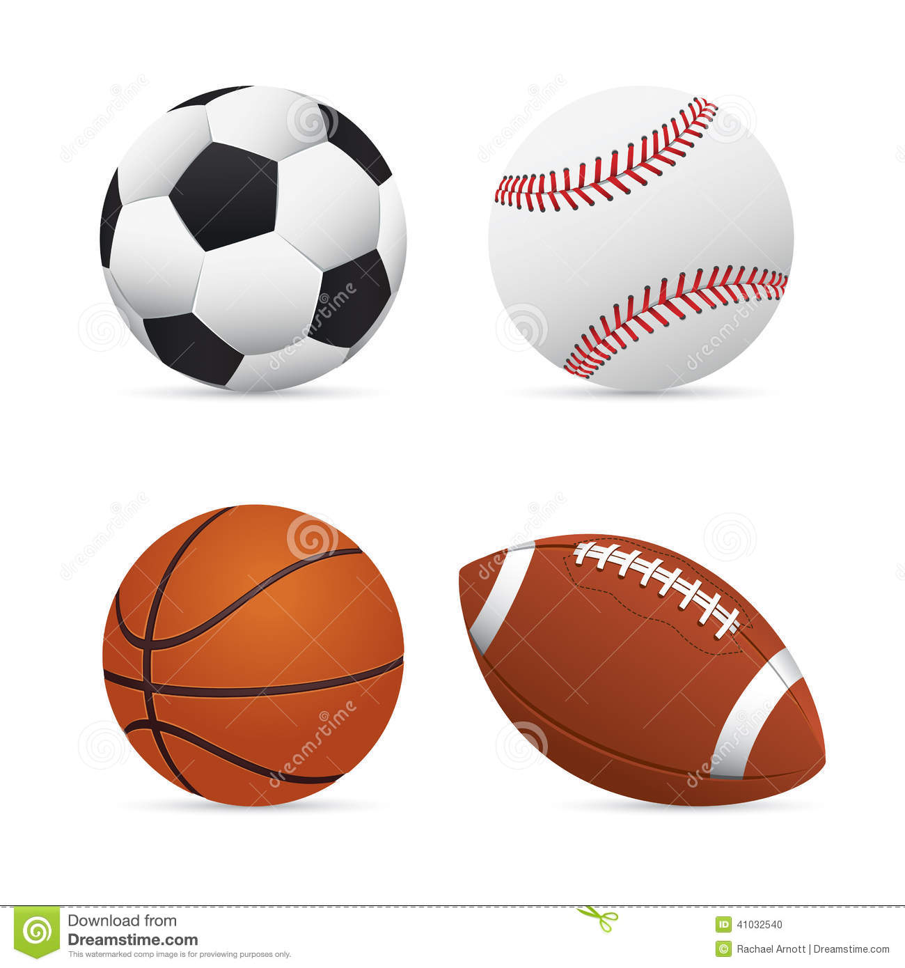Soccer Football Basketball And Baseball On An Isolated Background 