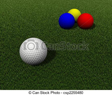 Stock Illustration Of Golf Ball On Grass   Colored Golf Balls On Green