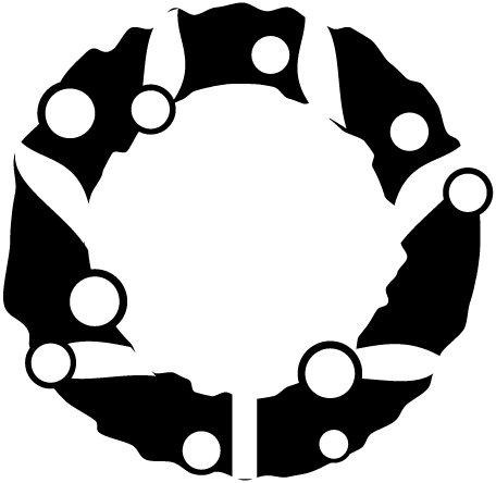 This Is A Christmas Wreath Colored Black And White  It Is Circular And