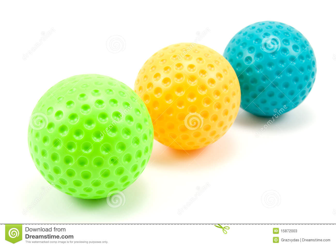 Three Colored Golf Balls Stock Photos   Image  15872003