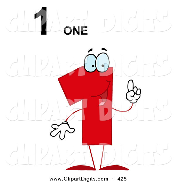 Vector Clip Art Of A Smiling Friendly Red Number 1 One Guy With Text