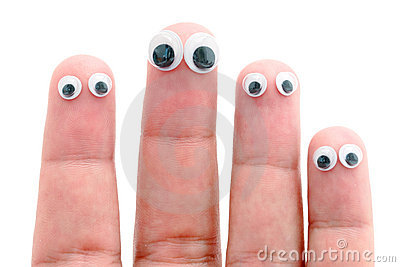 Wiggle Eyes Stuck On Fingers Royalty Free Stock Photography   Image