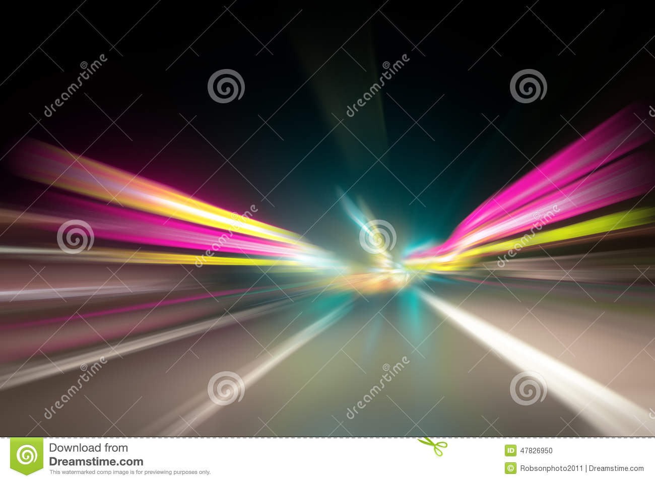 Abstract City Tunnel Purple And Yellow Lights Acceleration Speed