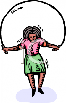 African American Girl Jumping Rope Clipart Image