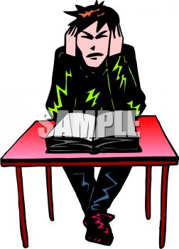 Angry Goth Teen At School Clip Art   Royalty Free Clipart Illustration