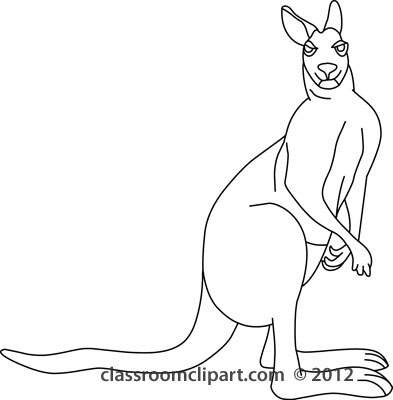 Animals   Kangaroo Standing 212 2 Outline   Classroom Clipart