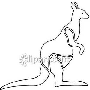 Black And White Kangaroo Shape   Royalty Free Clipart Picture