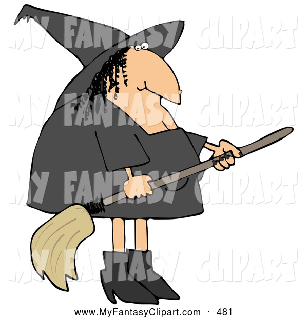 Clip Art Of A Heavy Female Witch With A Wart On Her Nose Wearing