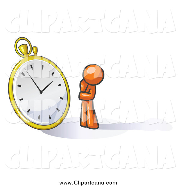 Clip Art Of A Worried Orange Man Watching A Clock By Leo Blanchette    