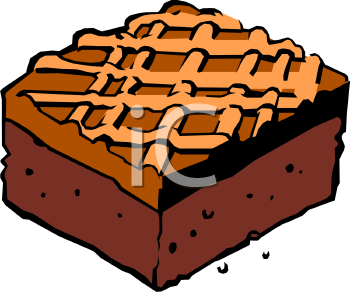Clipart Picture Of A Chocolate Brownie With Caramel Icing