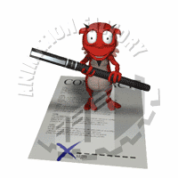 Demon Handing Pen To Sign Contract Animated Clipart