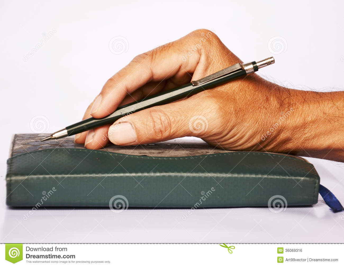 Diary Pencil Grip Action Handle A Pencil The Background Is White