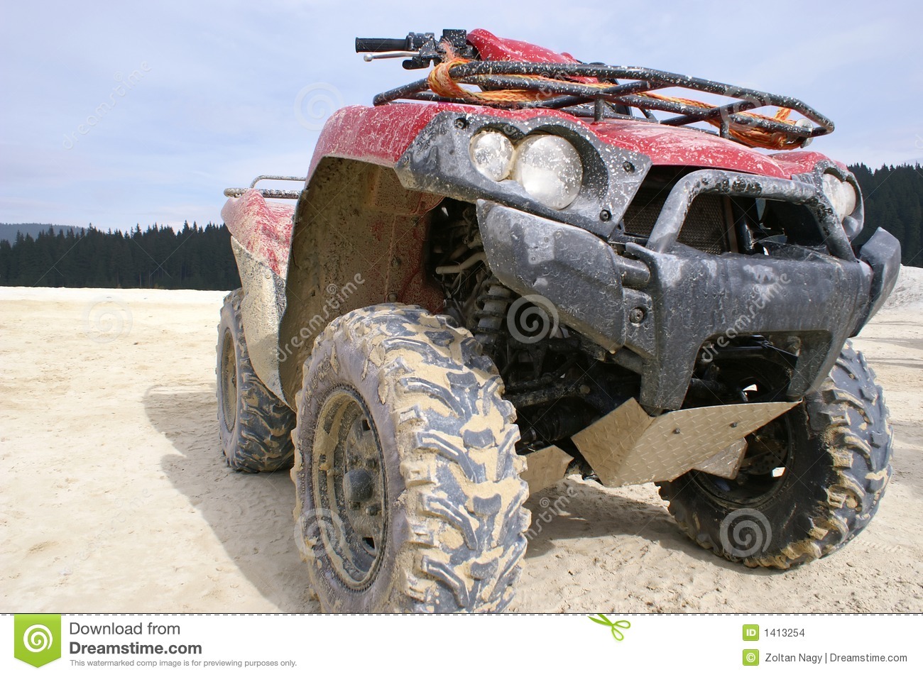 Dirty Red Atv Stock Images   Image  1413254