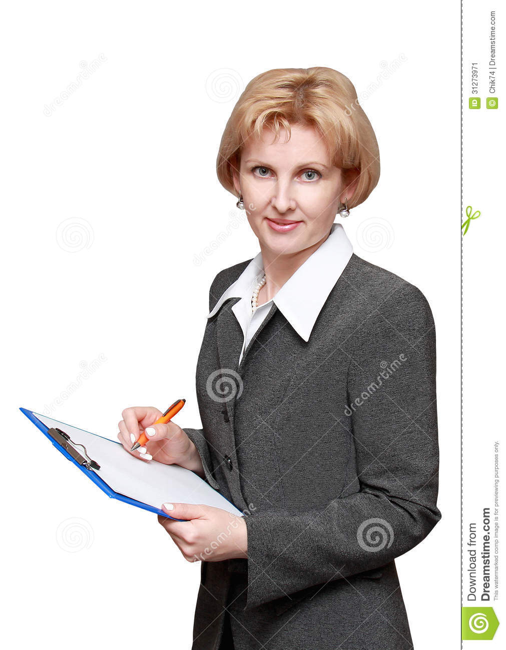 Female Office Worker Isolated On White Background Stock Image   Image    