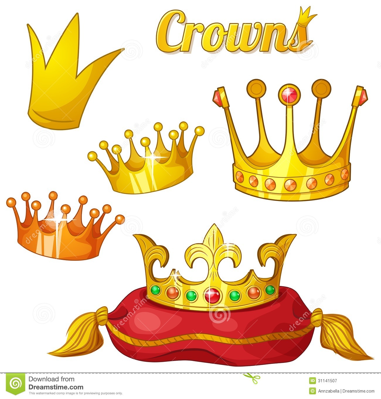 Gold Princess Tiara Clipart Set Of Royal Gold Crowns