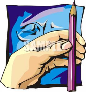 Hand Holding A Pencil Clip Art Image