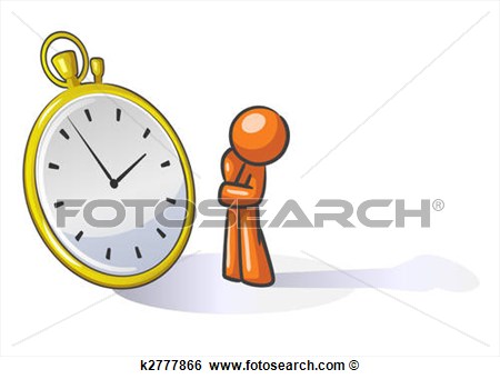 Illustration   Design Mascot Watching Time  Fotosearch   Search Clip