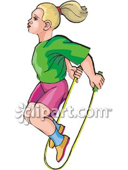 Little Girl Jumping Rope Royalty Free Clipart Image
