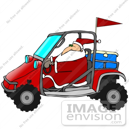 Of Santa Claus Driving A Red Mud Bug   By 0012    