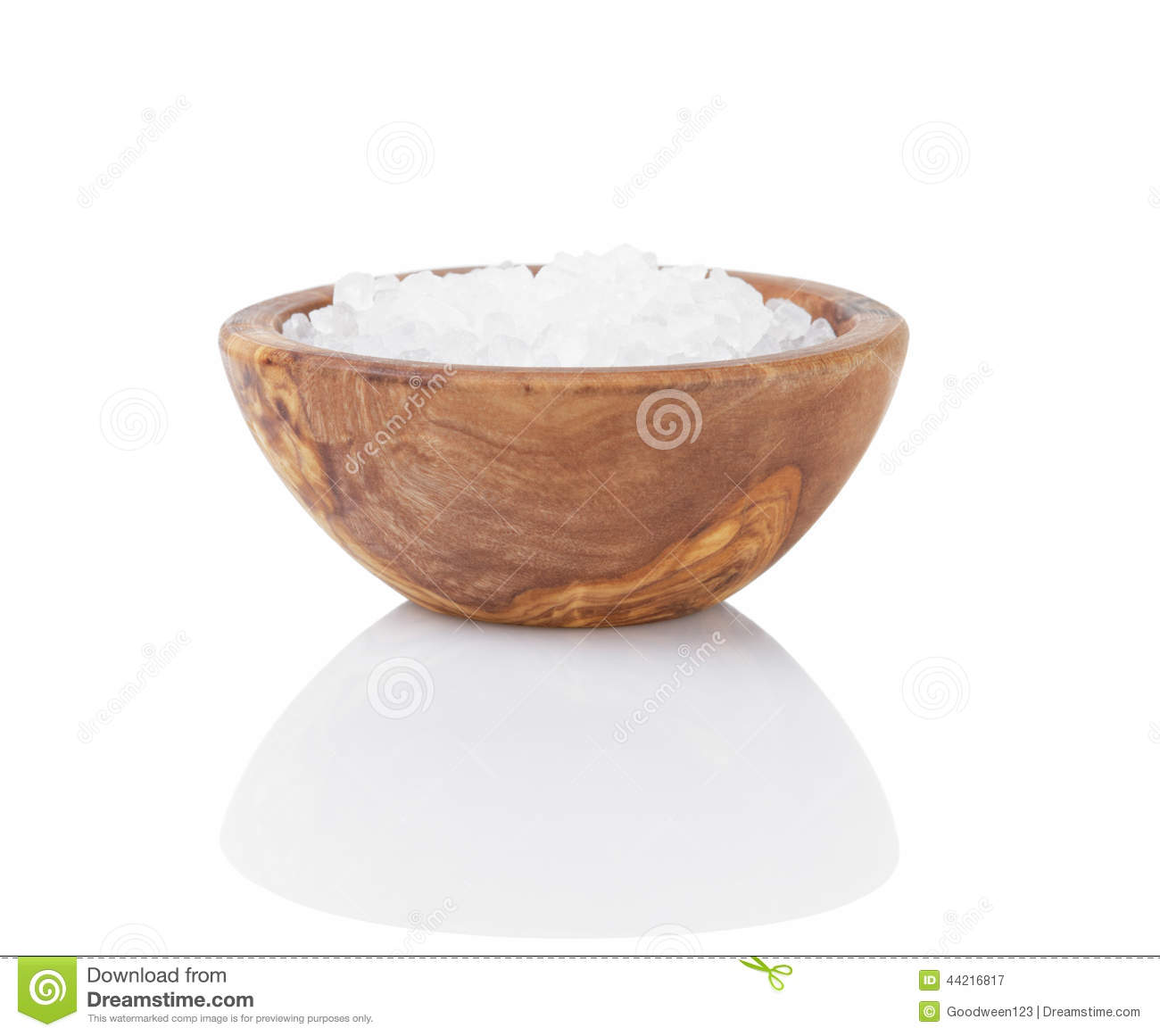Stock Photo  Sea Salt In Wooden Bowl For Cooking Or Spa