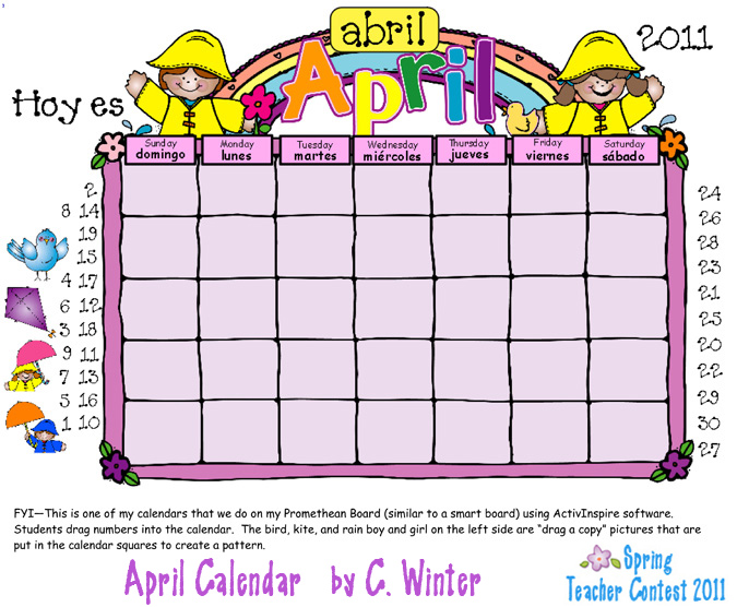 This Colorfully Creative  April Calendar  Was Made For An Interactive