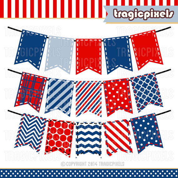 4th Of July Clipart Banner 4th Of July Stitched Bunting