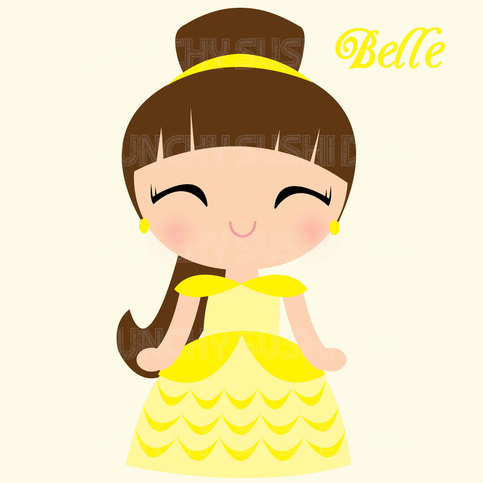 Belle Princess Cute Kawaii Princess Digital Graphic Clipart    