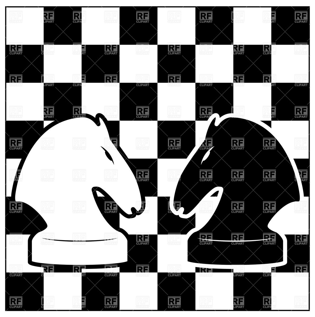 Black And White Chess Board With Two Knights 32660 Objects Download