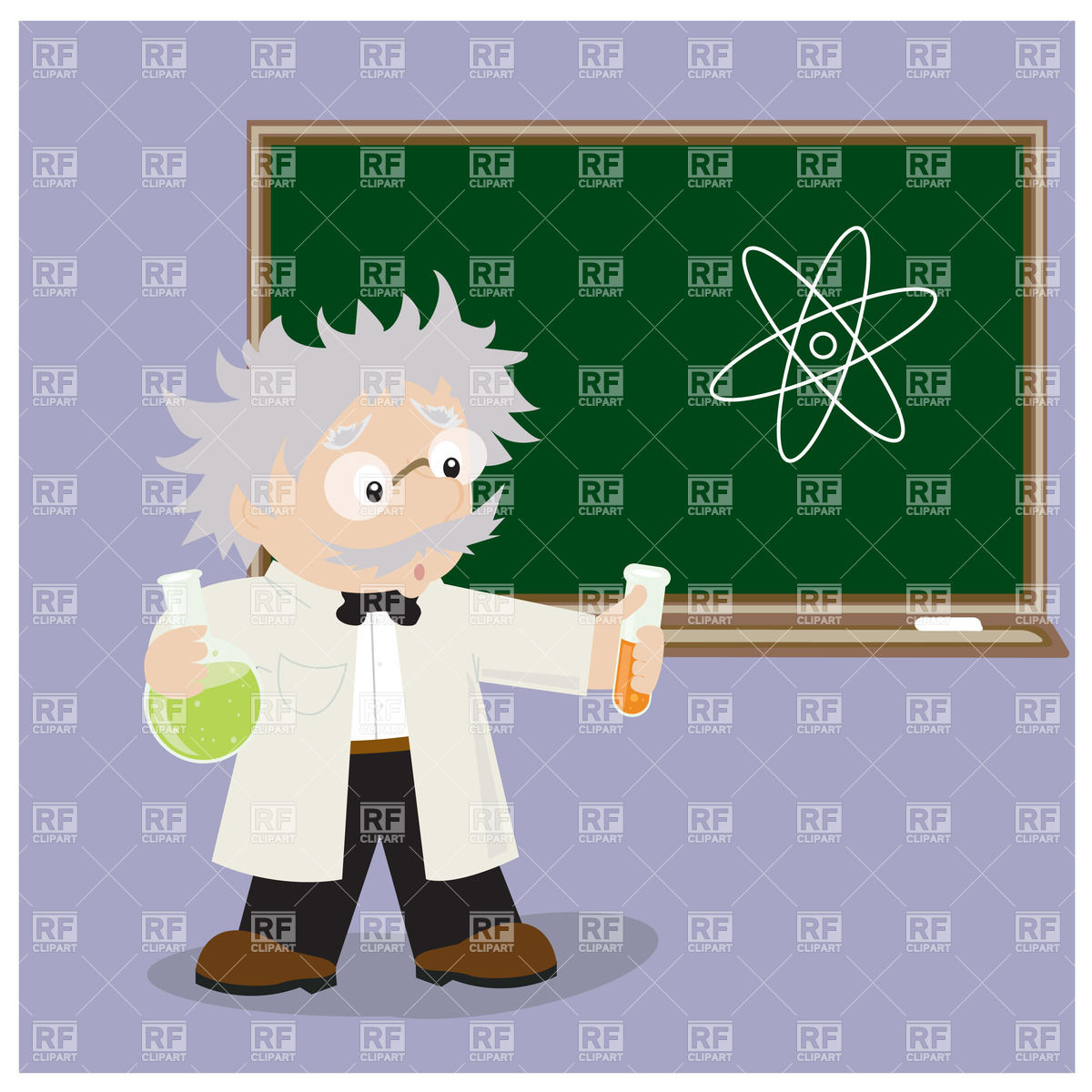 Cartoon Scientist And Atom Sign Download Royalty Free Vector Clipart