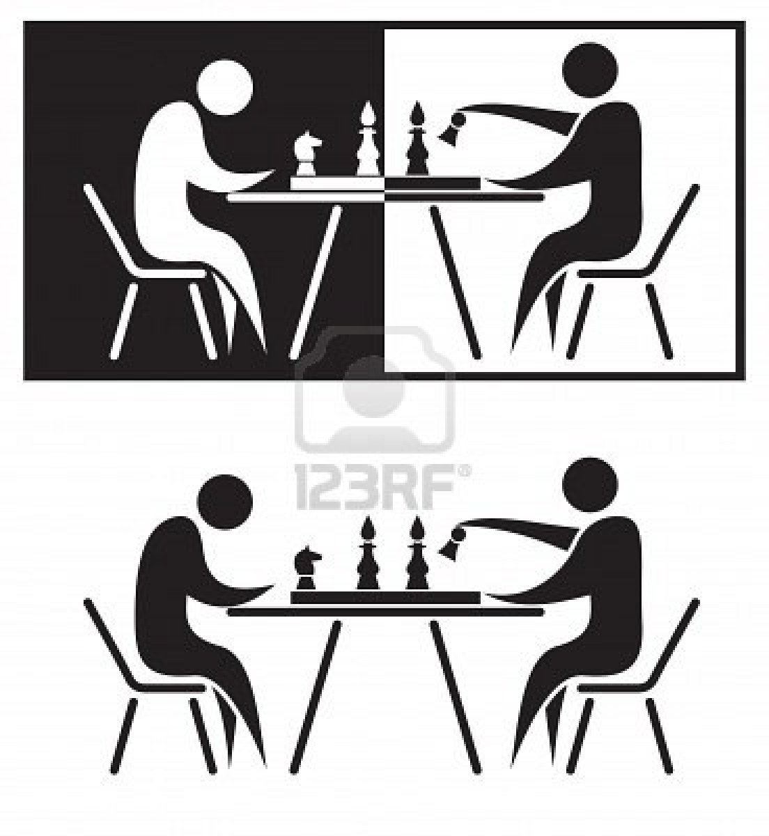 Chess Players Black And White Illustration   3chicspolitico