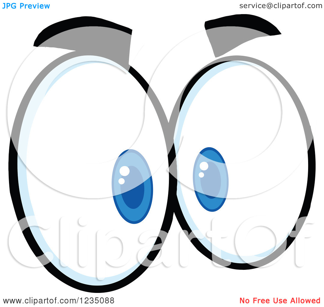 Clipart Of A Pair Of Mad Blue Eyes   Royalty Free Vector Illustration