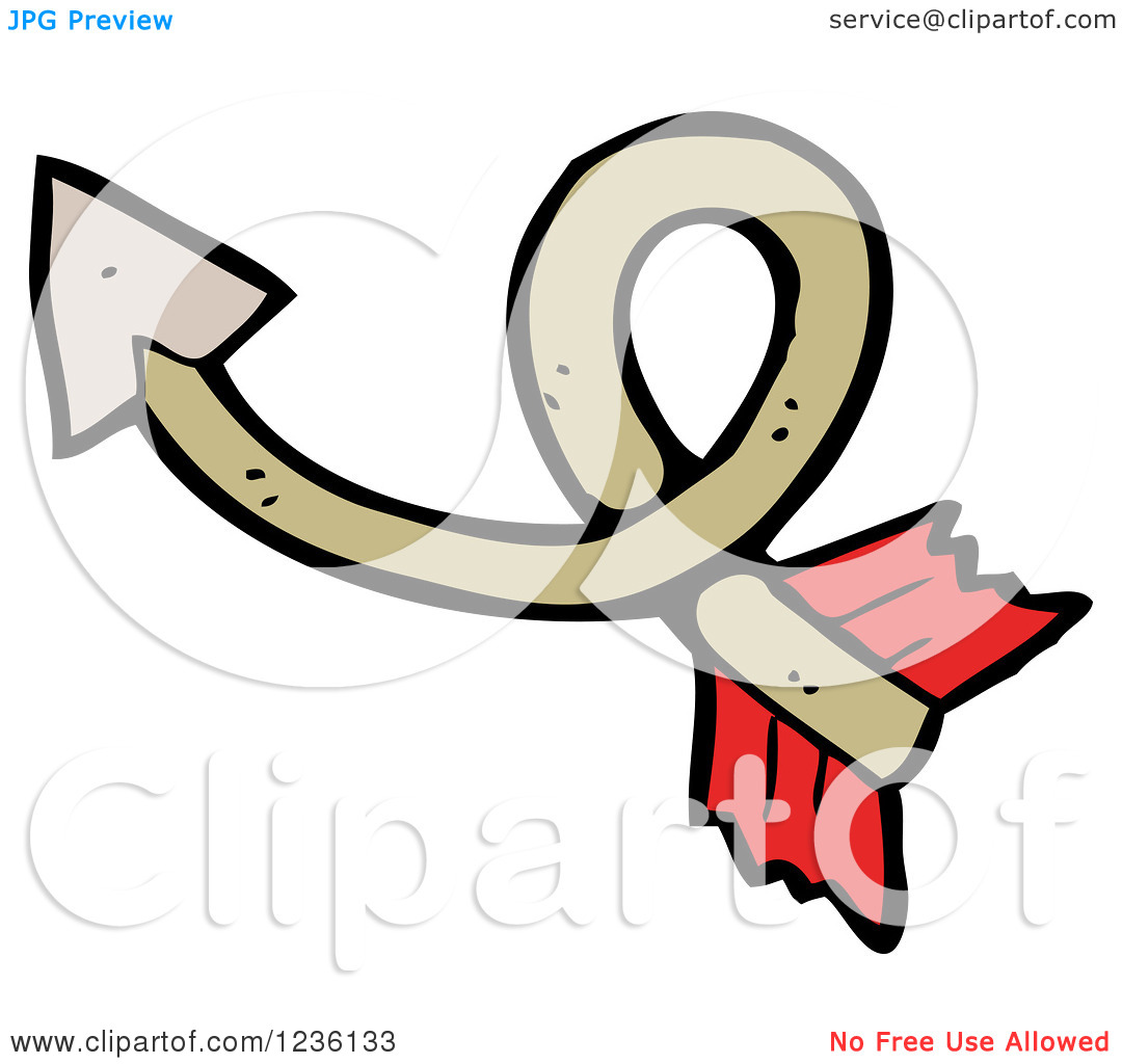 Clipart Of A Twisted Archery Arrow   Royalty Free Vector Illustration