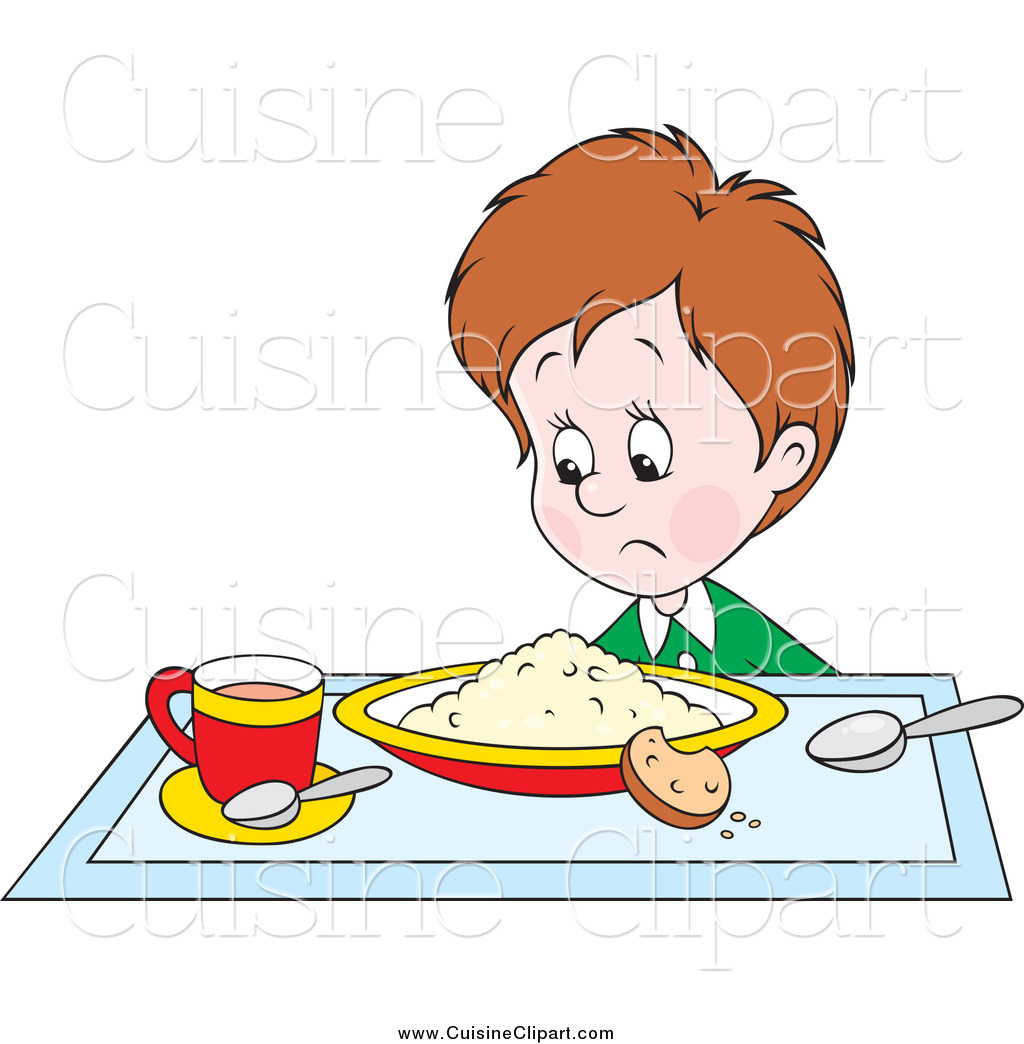    Clipart Of A Unappetized Boy Glaring At His Breakfast By Alex Bannykh