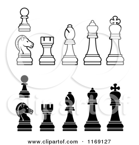 Clipart Of White And Black Chess Pieces   Royalty Free Vector