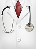 Close Up Of A Doctors Lab White Coat And Stethoscope  Vector    