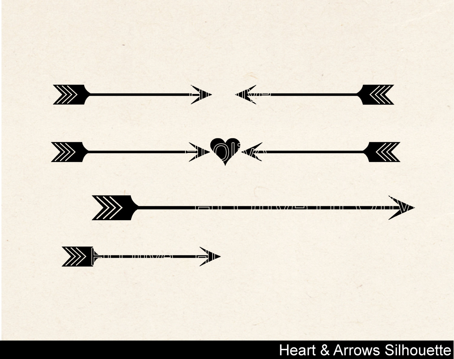 Heart And Arrow Silhouette Clip Artblack Clip By Hiolive On Etsy