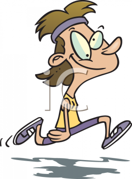 Image Of A Funny Woman Jogging In A Vector Clip Art Illustration