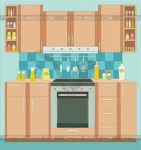 Kitchen Furniture  Interior    Vector Clipart