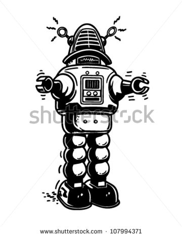 Mister Robot   Retro Clipart Illustration   Stock Vector