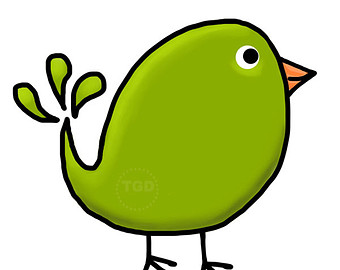 Preppy Cute Green Bird   Original A Rt Download Bird Clip Art Bird