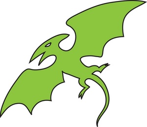 Pterodactyl Clipart Image   A Green Cartoon Pterodactyl Flying Above
