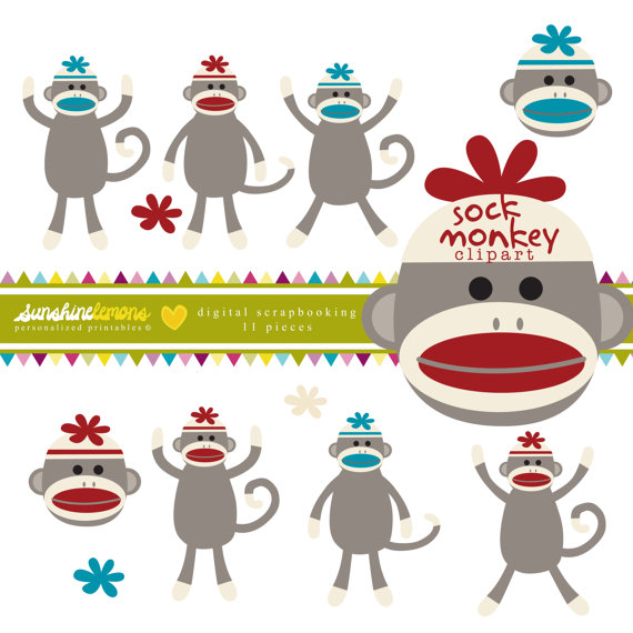Sock Monkey Clipart Monkey Clipart Clipart Set By Sunshinelemons