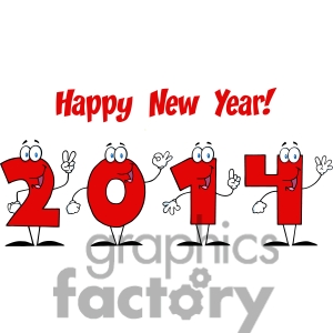 5665 Royalty Free Clip Art 2014 New Year Numbers Cartoon Characters
