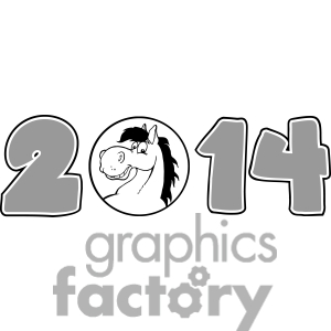 5670 Royalty Free Clip Art 2014 Year Cartoon Numbers With Horse Face