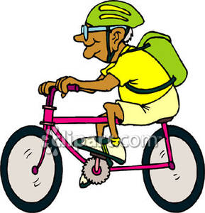 An Old Man Riding A Pink Bike   Royalty Free Clipart Picture