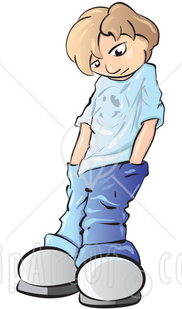 And Shoving His Hands Deep In His Jean Pockets Clipart Illustration