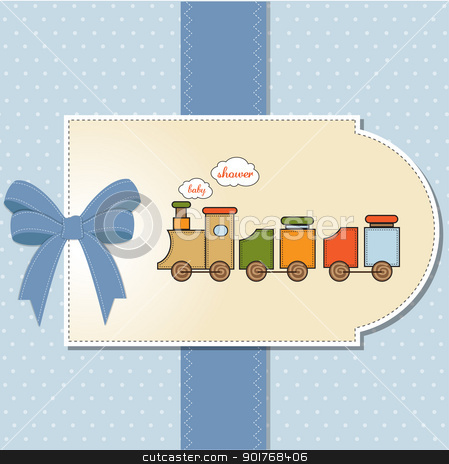 Baby Shower Card With Toy Train Stock Vector Clipart Baby Shower Card    