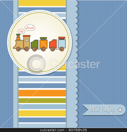 Baby Shower Card With Toy Train Stock Vector Clipart Baby Shower Card