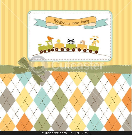 Baby Shower Card With Toy Train Stock Vector Clipart Baby Shower Card