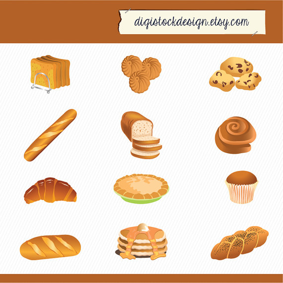 Bakery Clipart  Food Illustration  Bread Cake By Digistockdesign